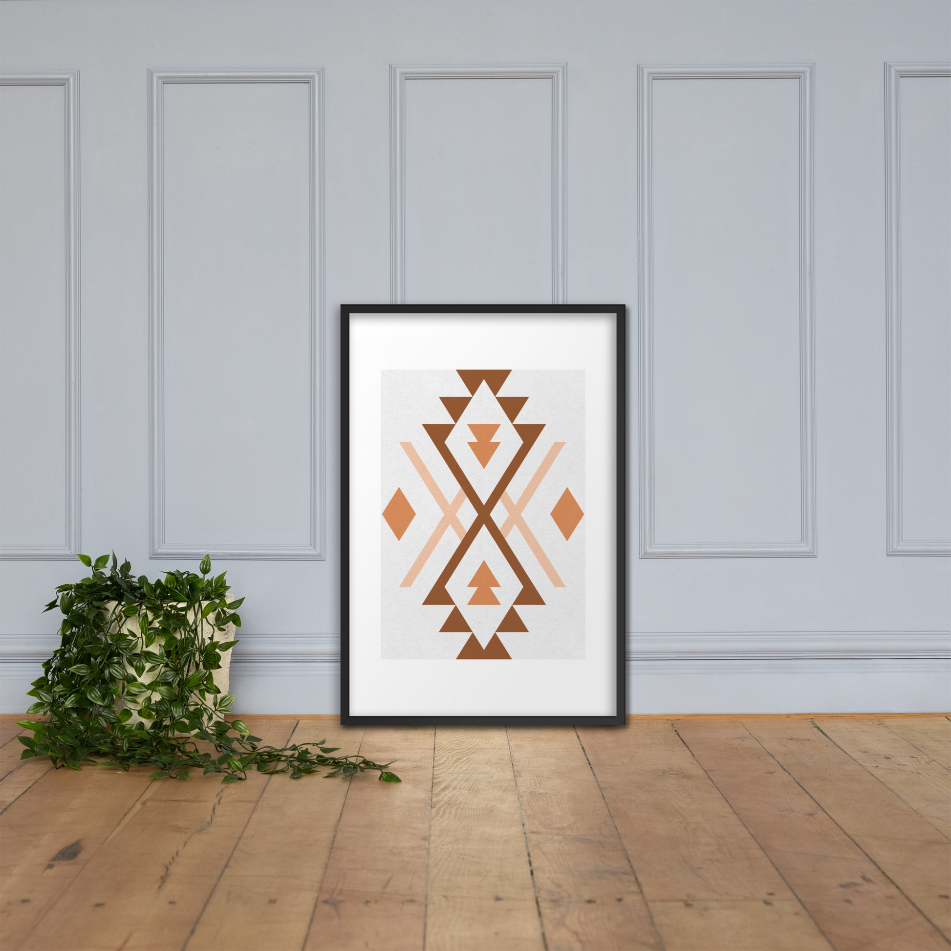 Boho Geometric Wall Art – Tribal-Inspired Framed Poster for Modern & Minimalist Home Décor