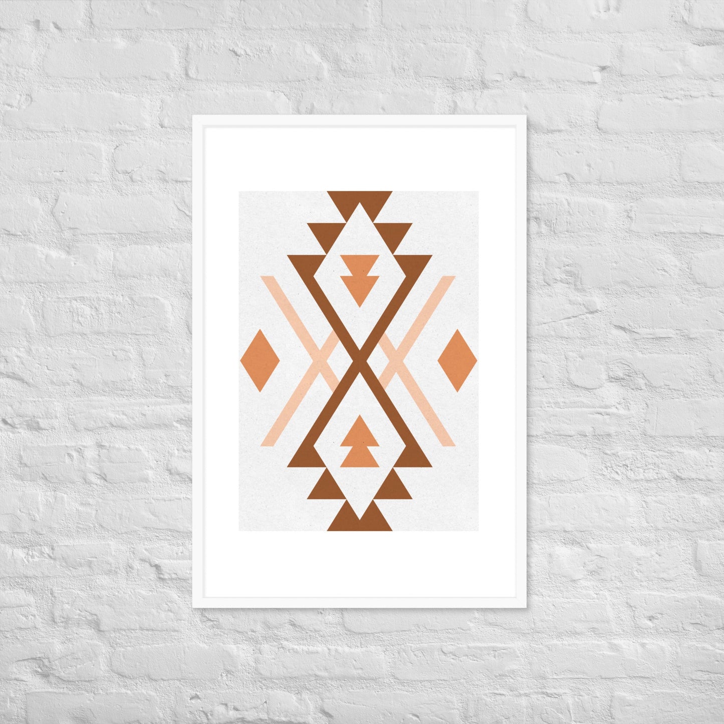 Boho Geometric Wall Art – Tribal-Inspired Framed Poster for Modern & Minimalist Home Décor - White / 24″×36″