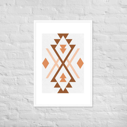 Boho Geometric Wall Art – Tribal-Inspired Framed Poster for Modern & Minimalist Home Décor - White / 24″×36″