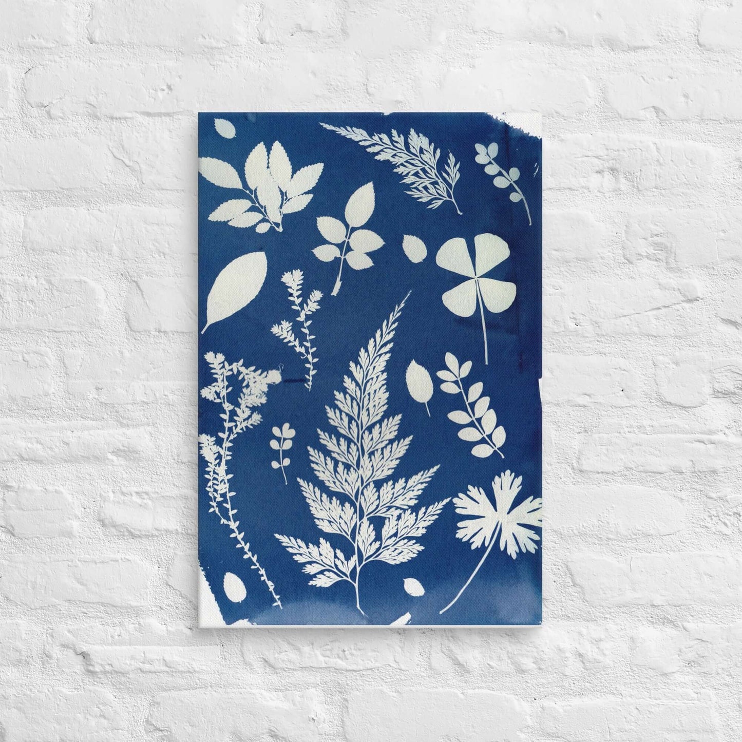 Vintage Botanical Cyanotype Canvas | Elegant Nature-Inspired Wall Art - StylishKnots