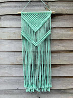 Earthen Tones Macrame Wall Hangings - Mint Green - Hanging