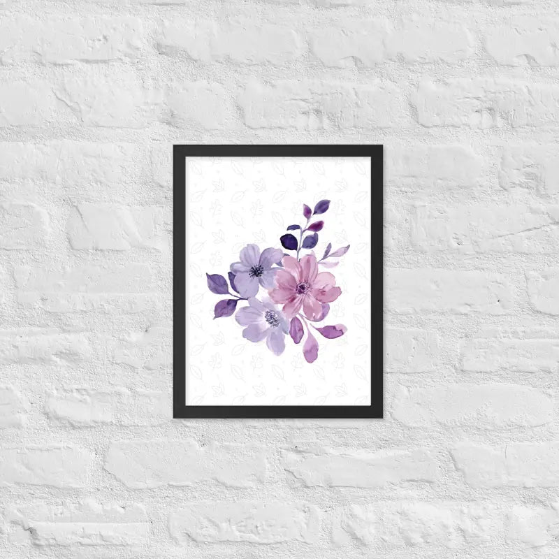 Elegant Floral Bloom Framed Poster - Black / 12″×16″