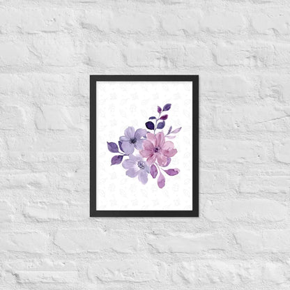 Elegant Floral Bloom Framed Poster - Black / 12″×16″