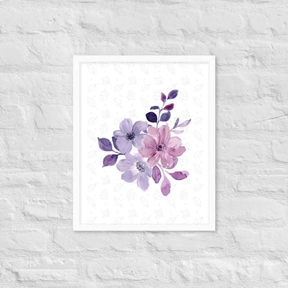 Elegant Floral Bloom Framed Poster - White / 16″×20″