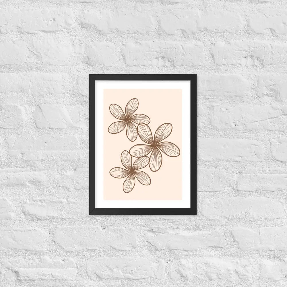 Elegant Minimalist Floral Poster - Black / 12″×16″ - Framed