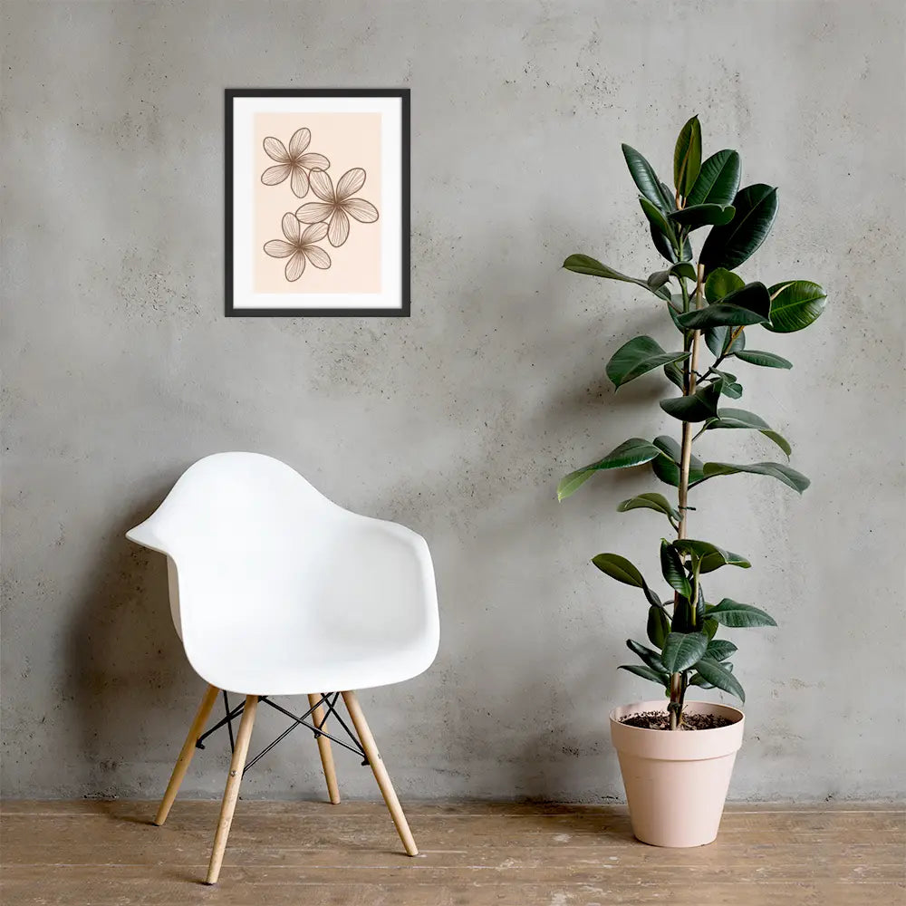 Elegant Minimalist Floral Poster - Framed
