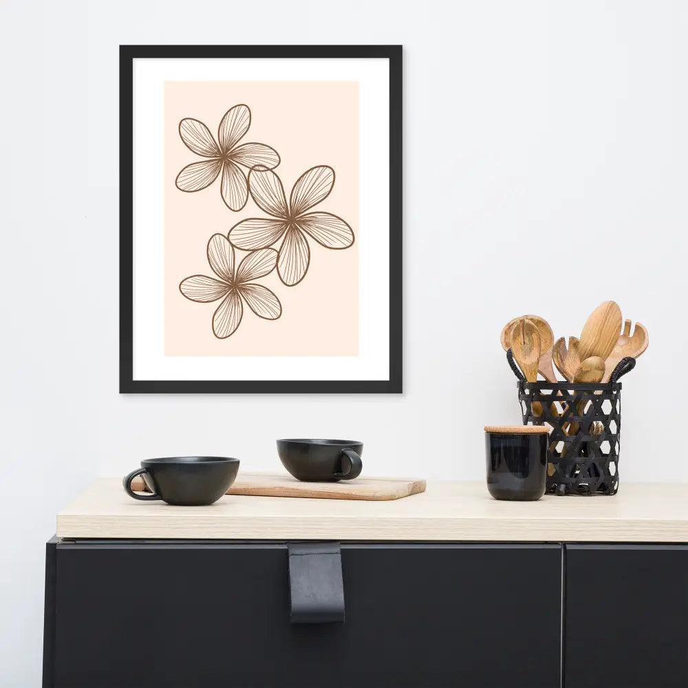 Elegant Minimalist Floral Poster - Framed