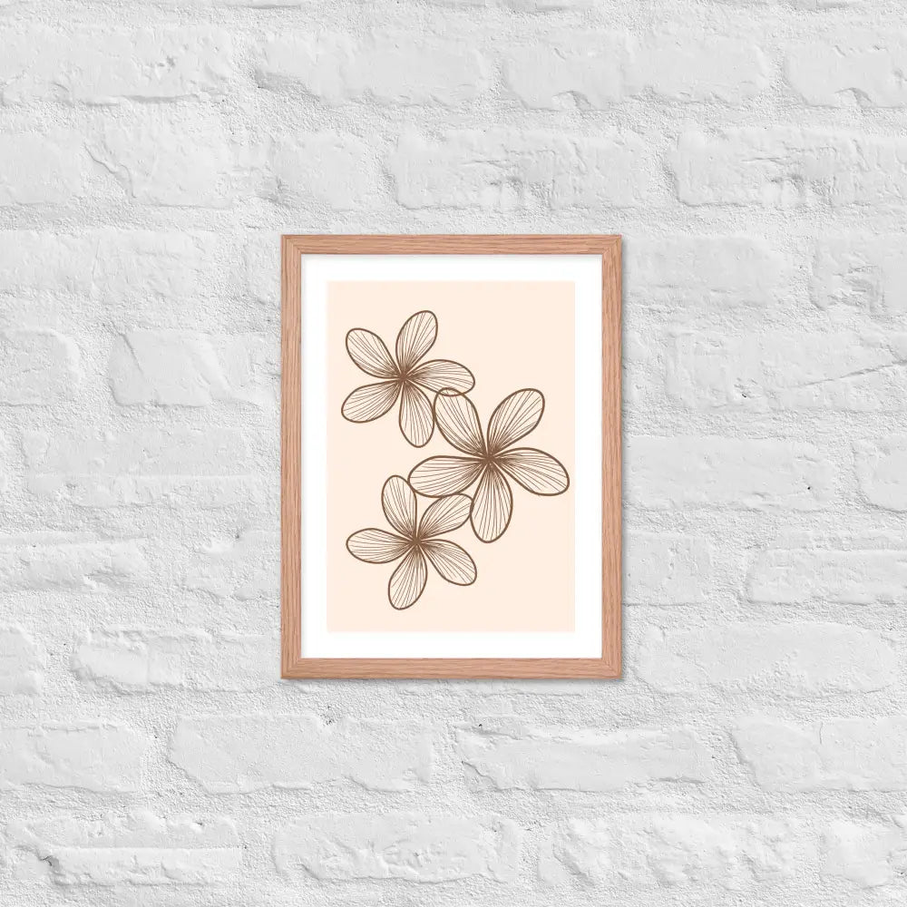 Elegant Minimalist Floral Poster - Red Oak / 12″×16″ - Framed