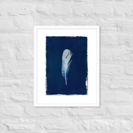 Feather Cyanotype – Vintage Botanical Framed Poster for Timeless Elegance - StylishKnots