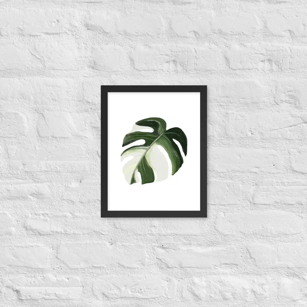 Monstera Leaf Framed Poster - Black / 11″×14″
