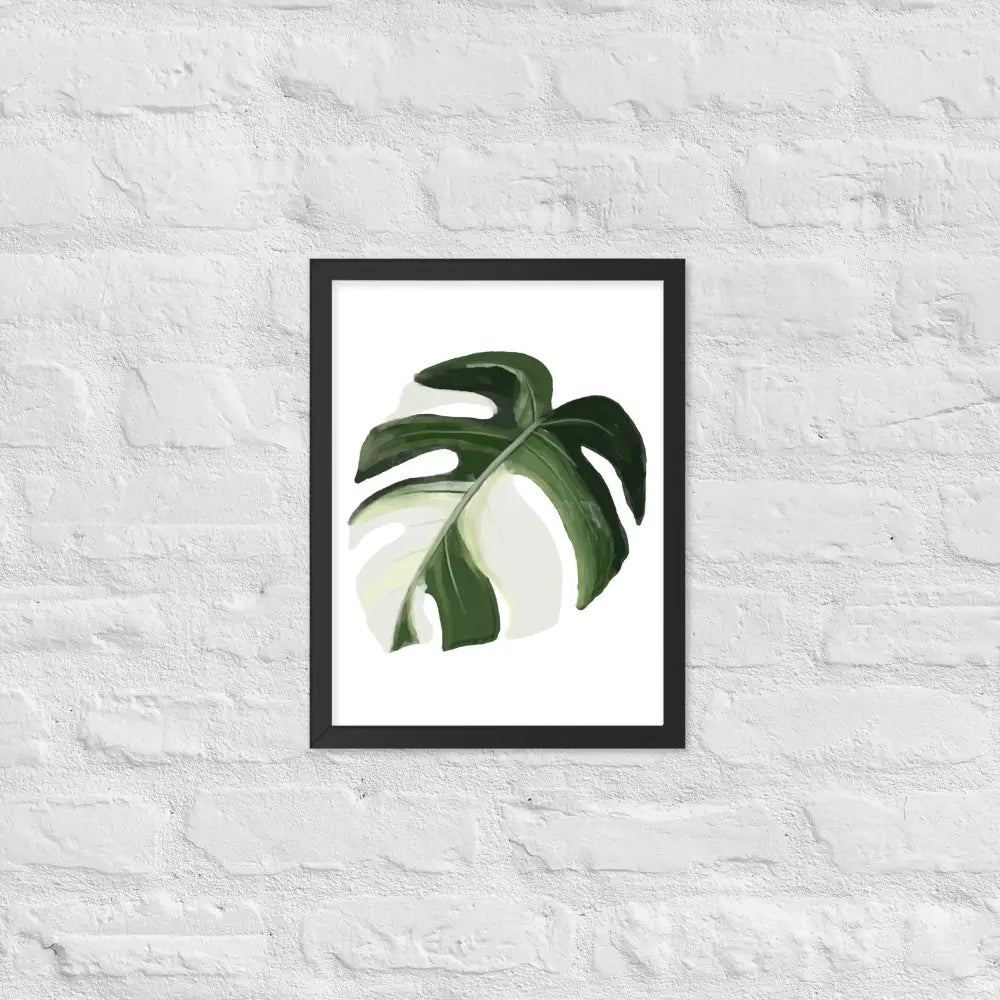 Monstera Leaf Framed Poster - Black / 12″×16″
