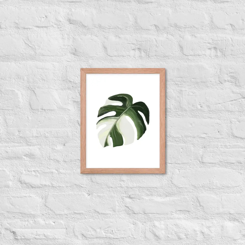 Monstera Leaf Framed Poster - Red Oak / 11″×14″