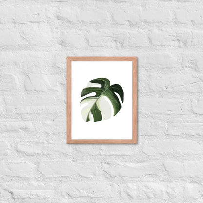 Monstera Leaf Framed Poster - Red Oak / 11″×14″