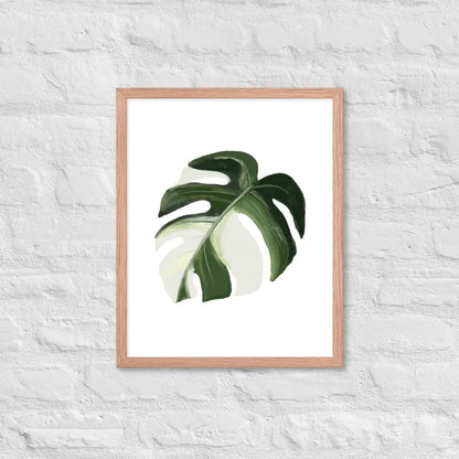 Monstera Leaf Framed Poster - Red Oak / 16″×20″