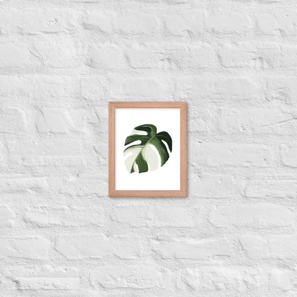Monstera Leaf Framed Poster - Red Oak / 8″×10″