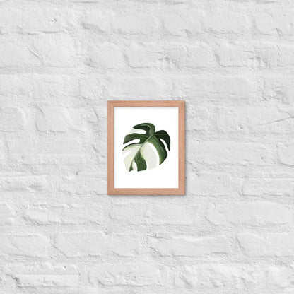 Monstera Leaf Framed Poster - Red Oak / 8″×10″
