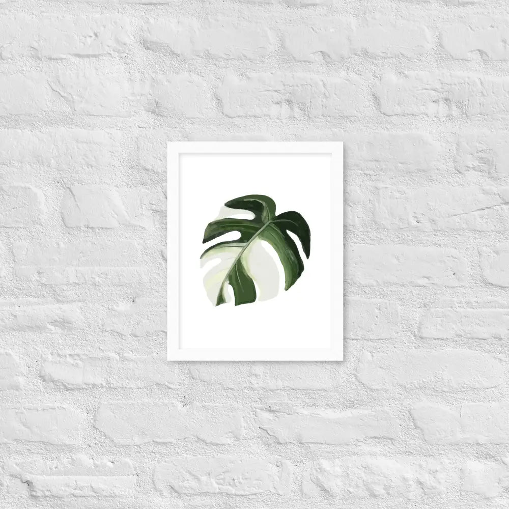 Monstera Leaf Framed Poster - White / 11″×14″