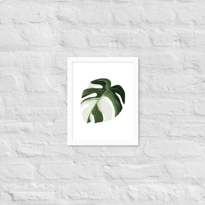 Monstera Leaf Framed Poster - White / 11″×14″