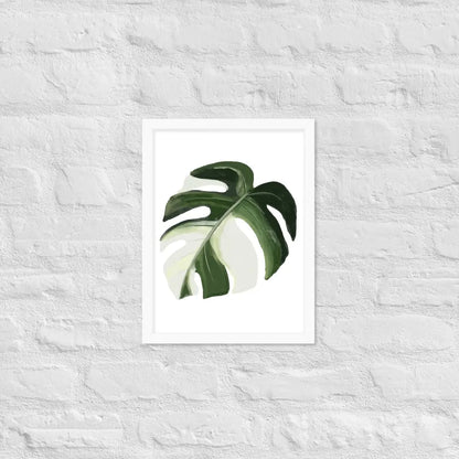 Monstera Leaf Framed Poster - White / 12″×16″