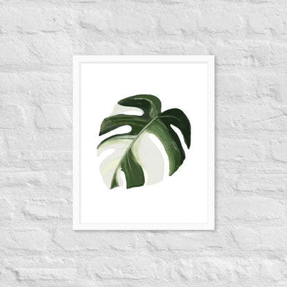 Monstera Leaf Framed Poster - White / 16″×20″