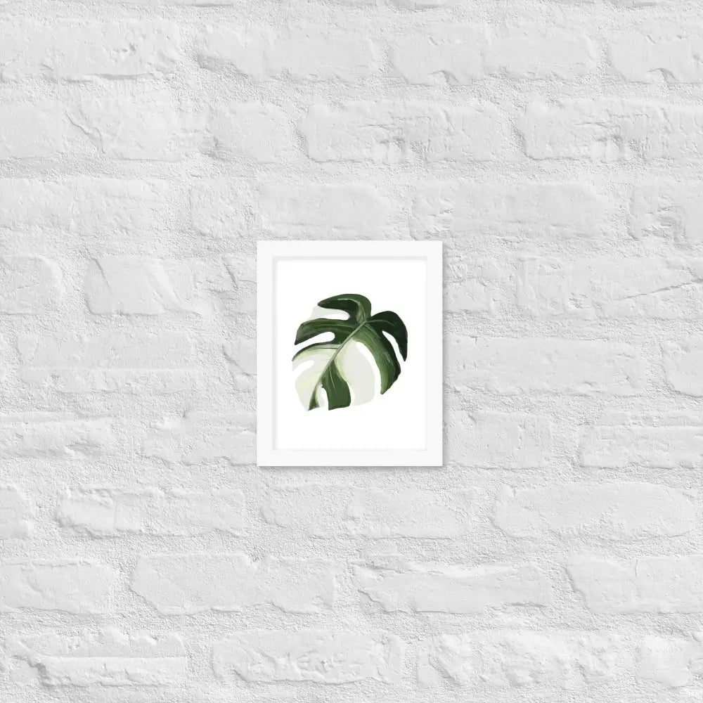 Monstera Leaf Framed Poster - White / 8″×10″