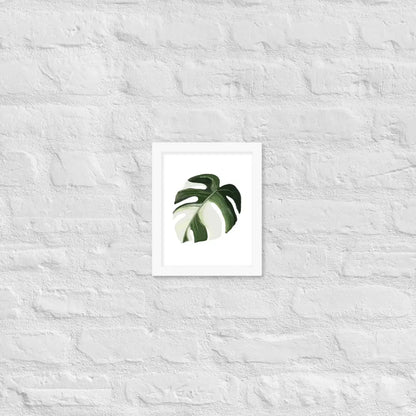 Monstera Leaf Framed Poster - White / 8″×10″