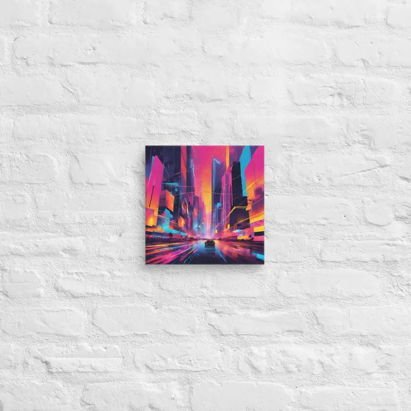 Neon Cityscape Canvas Art - 10’’ x