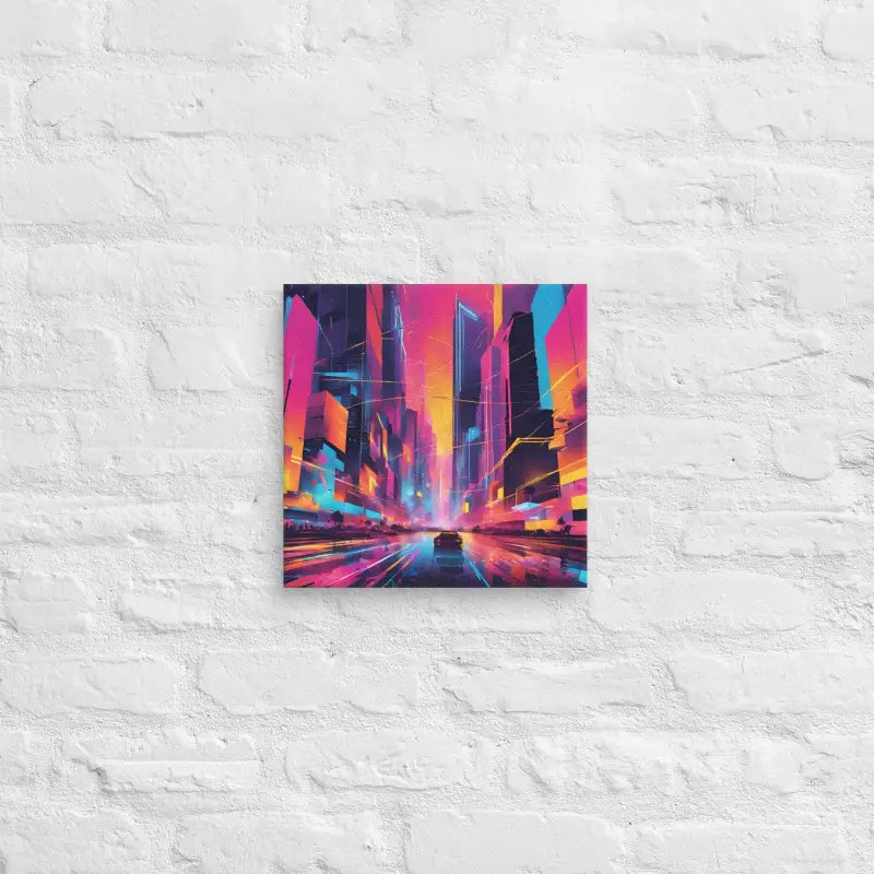 Neon Cityscape Canvas Art - 12″ x