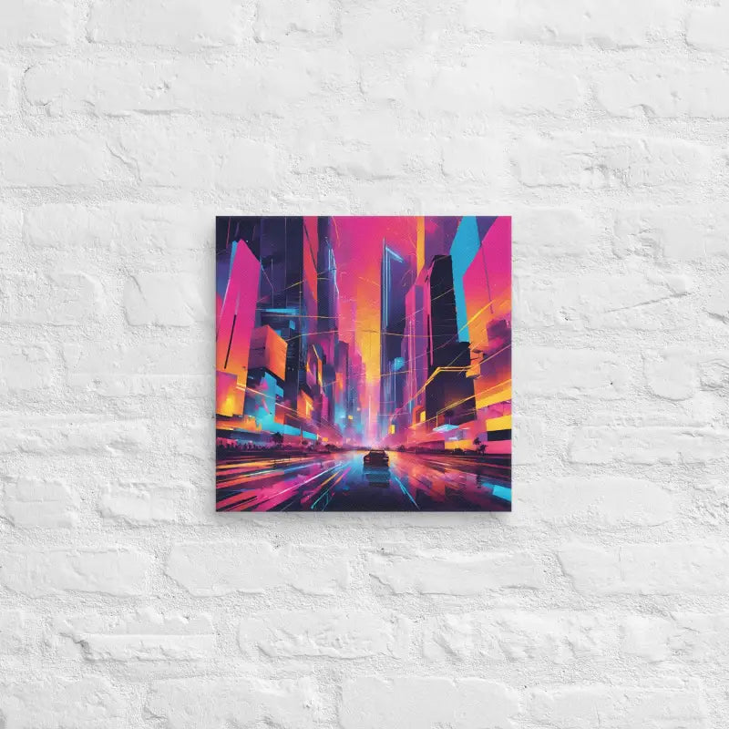 Neon Cityscape Canvas Art - 14’’ x