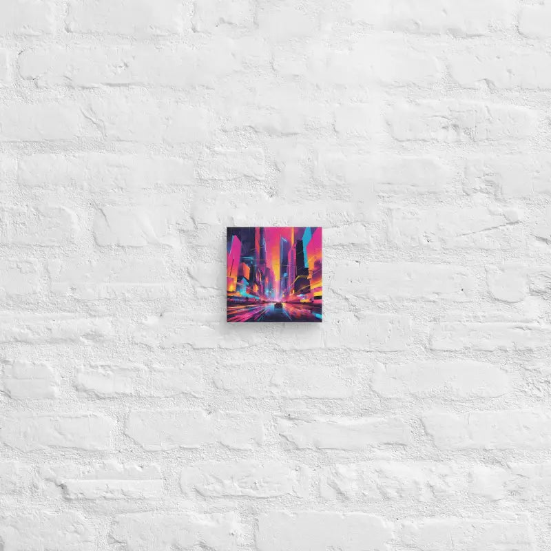 Neon Cityscape Canvas Art - 6’’ x