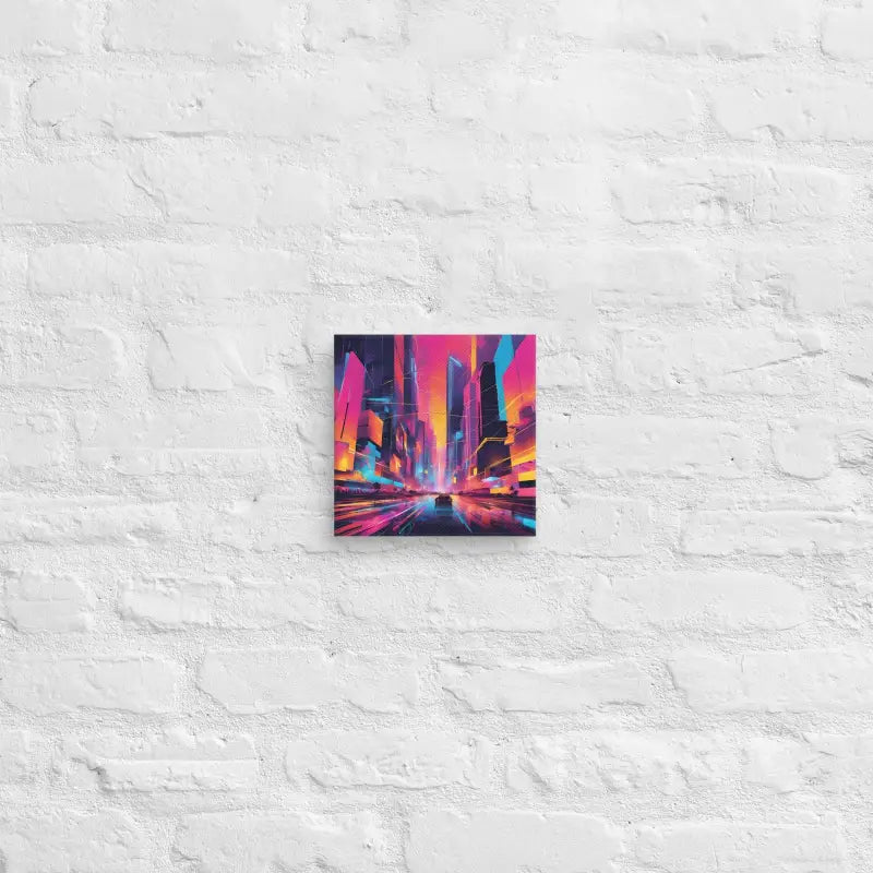 Neon Cityscape Canvas Art - 8’’ x