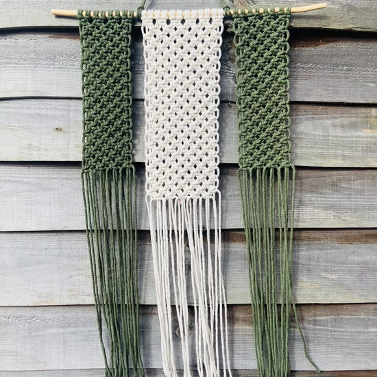 Forest & Ivory: Simple Two-Tone Macramé Wall Hanging - StylishKnots
