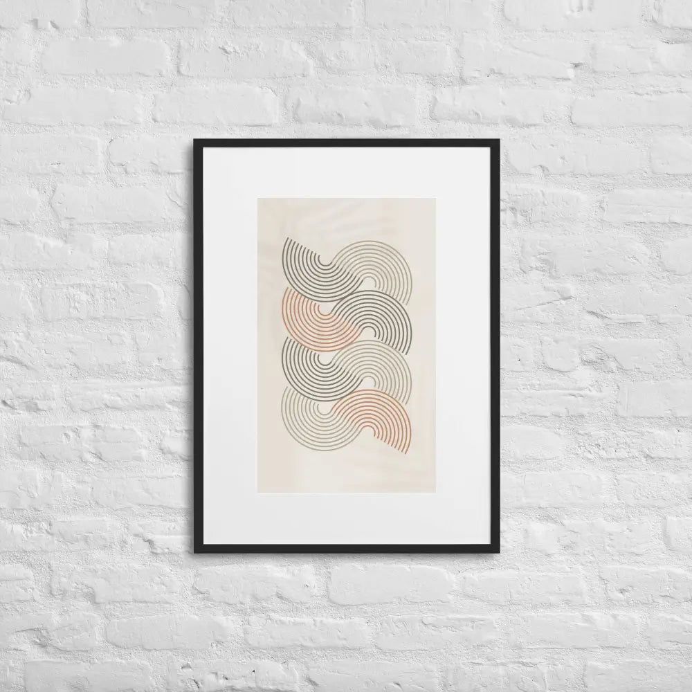 Abstract Framed Art Waves of Balance - Black / 50×70 cm - Poster