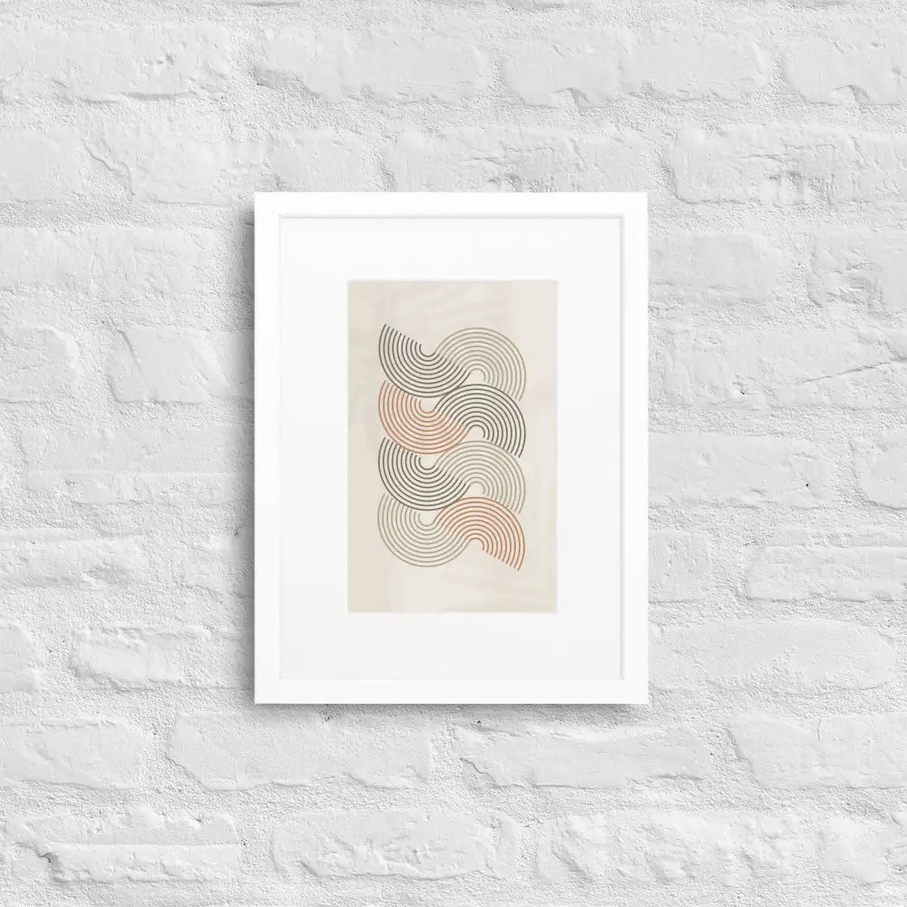 Abstract Framed Art Waves of Balance - White / 30×40 cm - Poster