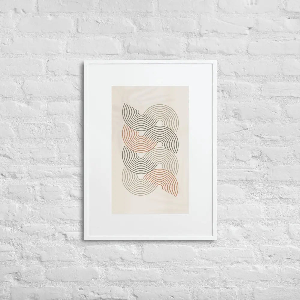 Abstract Framed Art Waves of Balance - White / 50×70 cm - Poster